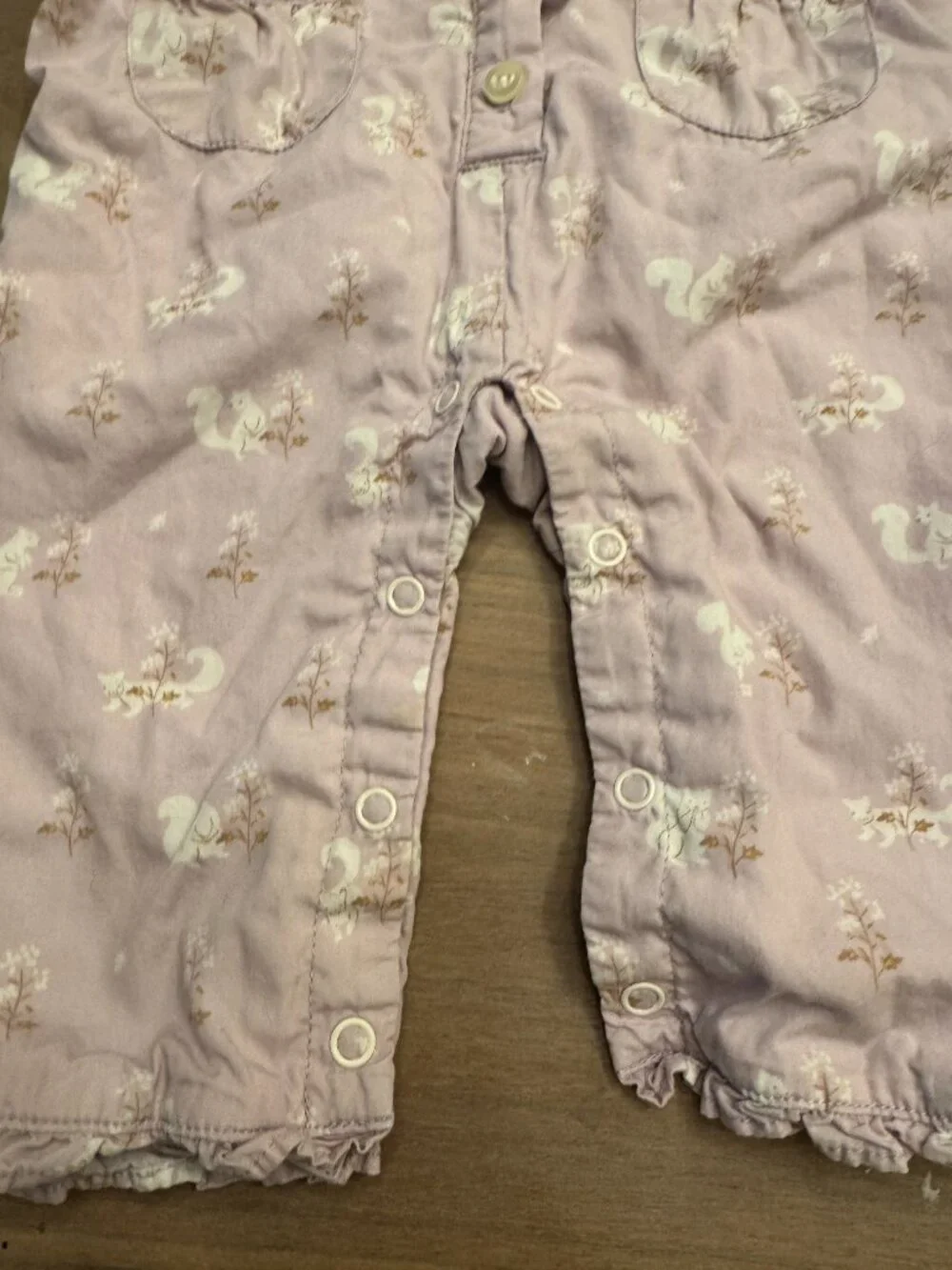 Janie and Jack Lavender Squirrel Woodland Coverall Romper 3-6M